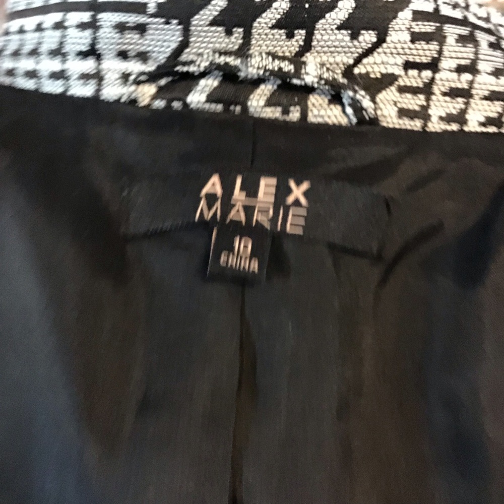 ALEX MARIE Women's Black Silver Gray Houndstooth Longline Blazer Coat 10 - Picture 6 of 8